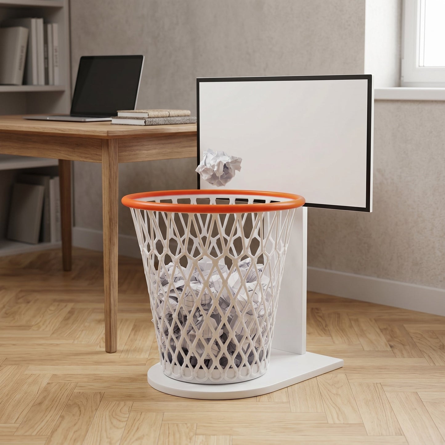 Basketball Hoop Paper Toss Trash Can