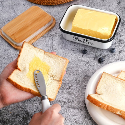 Metal Butter Dish with Lid | Countertop Butter Keeper with Knife