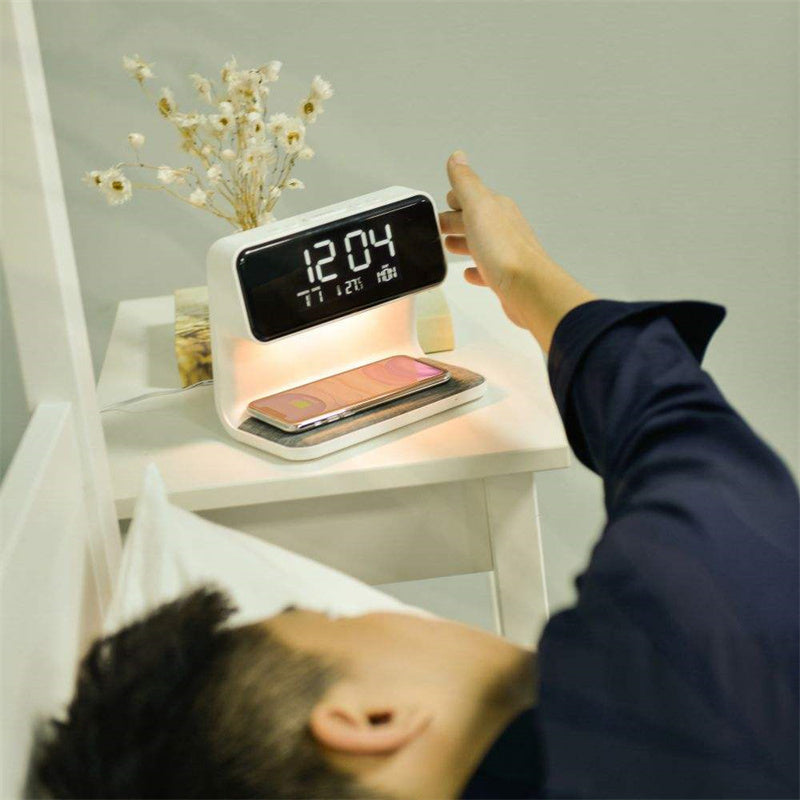 Bedside Lamp with Wireless Charger | 3-in-1 nightstand hub