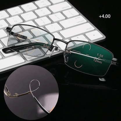Progressive Reading Glasses Titanium Photochromic Blue Light