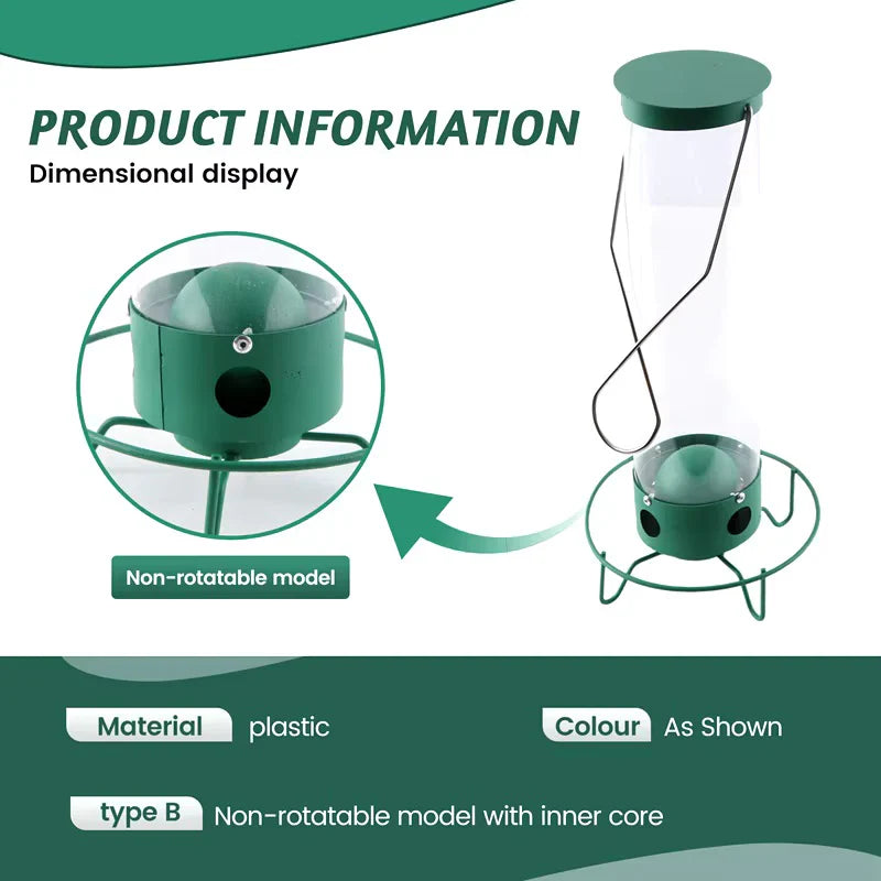 Squirrel Proof Bird Feeder Metal Hanging Large Capacity Outdoor