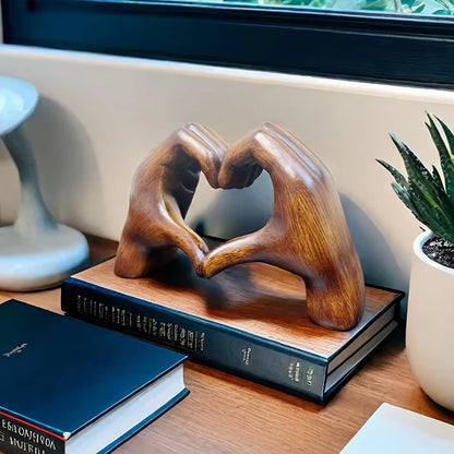 Wooden Heart Hand Sculpture | Decorative Home Ornament