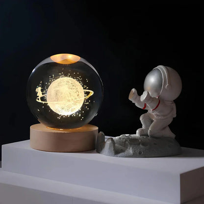 LED Crystal Ball Night Light | 3D Galaxy Design