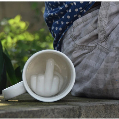 Coffee Mug Funny Ceramic Cup Creative Middle Finger Design for Home