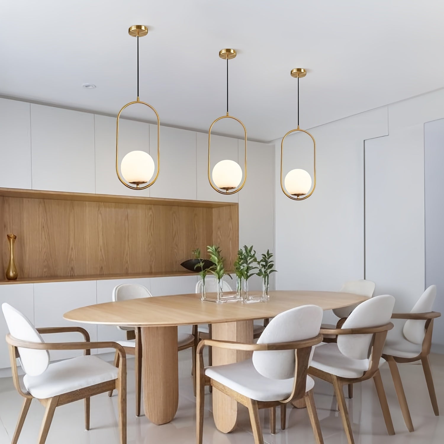 Modern Golden Pendant Chandelier | Minimalist Globe Hanging Light