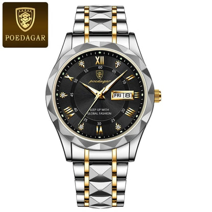 Men’s Stainless Steel Quartz Watch 41mm with Luminescent Hands & Date