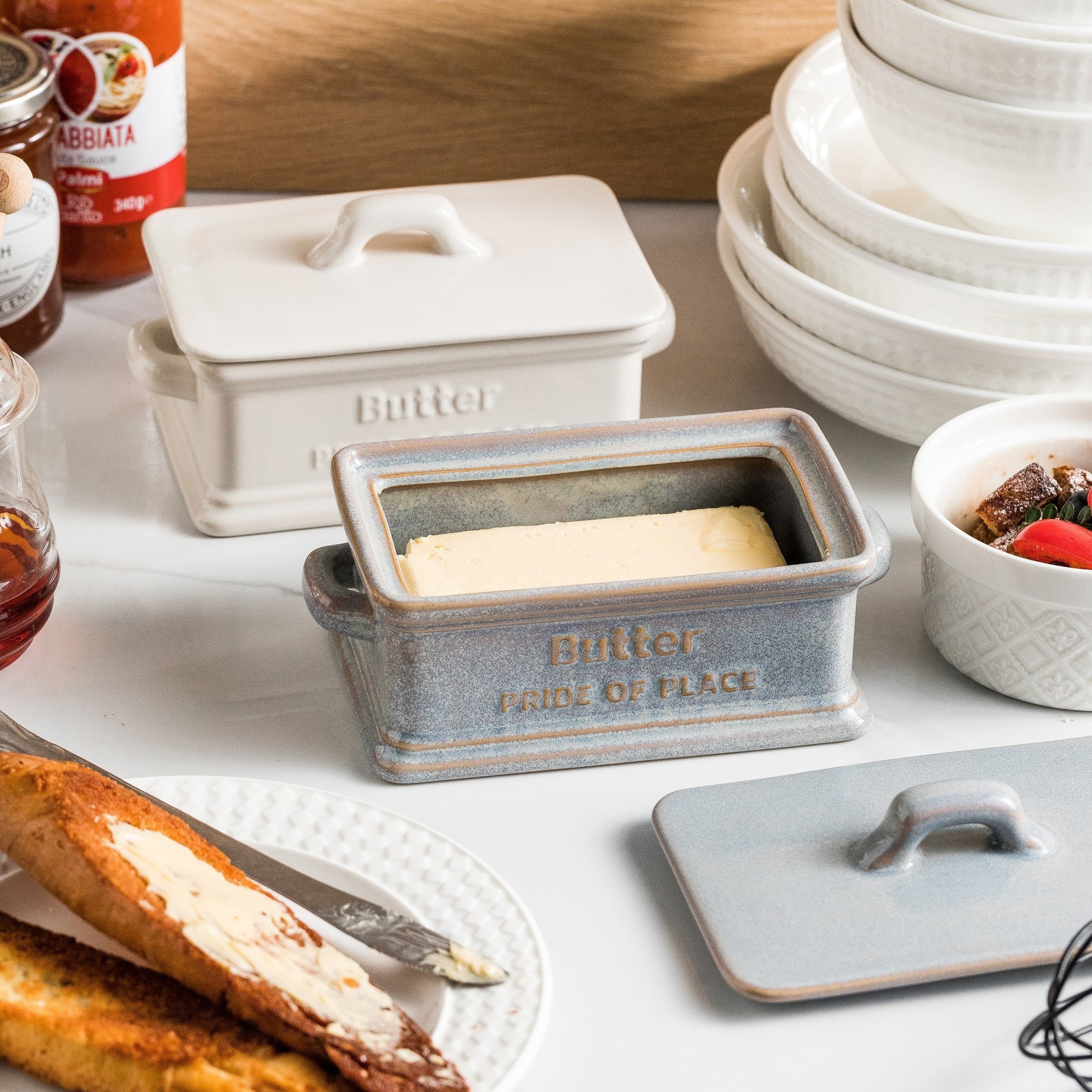 Pride of Place Ceramic Butter Dish | Farmhouse Butter Keeper with Lid