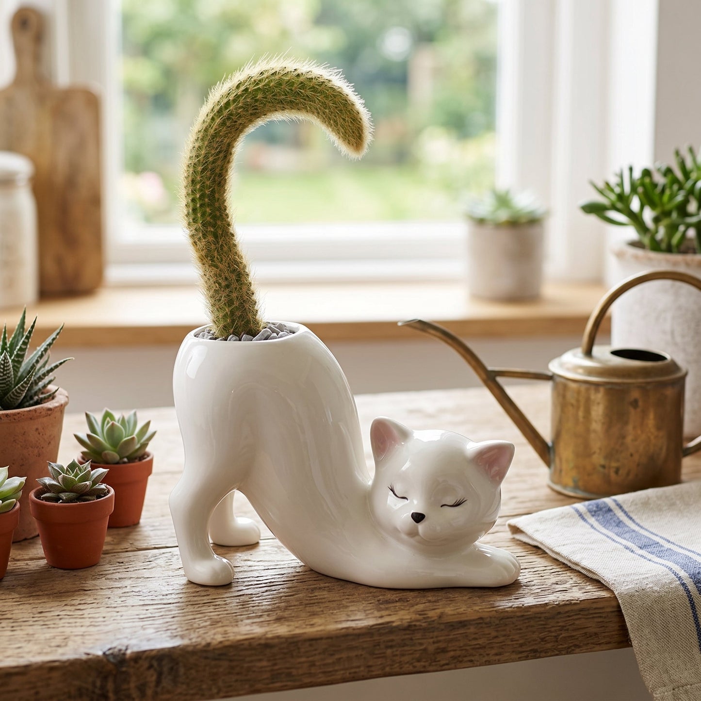 Grow a Tail Cat-Shaped Planter Vase