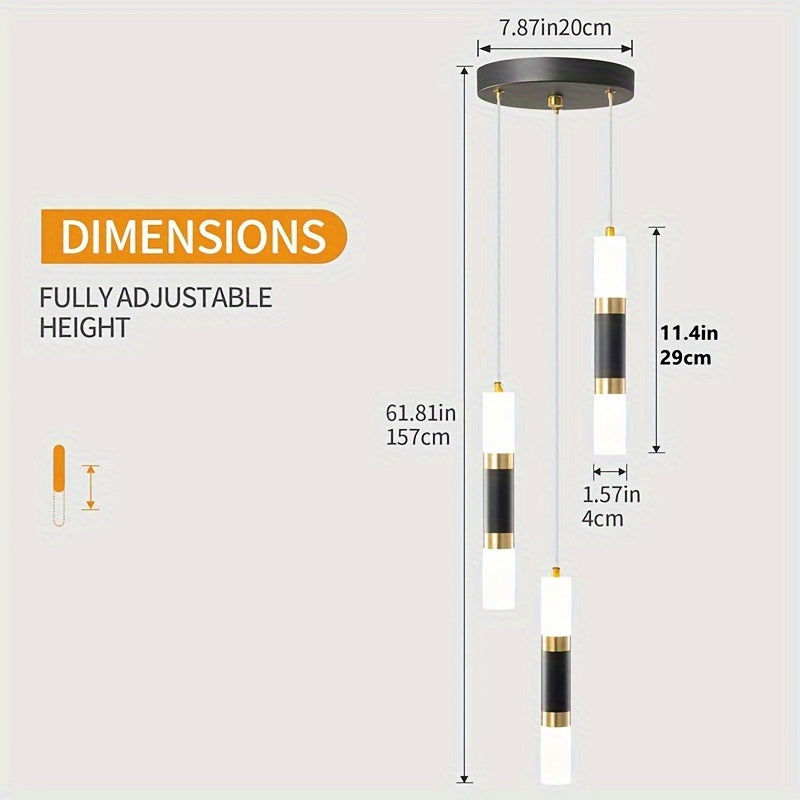 Modern Black & Gold Mini Pendant Light | 2-Light & 3-Light Dimmable LED Fixtures