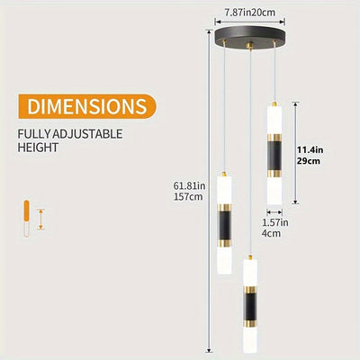 Modern Black & Gold Mini Pendant Light | 2-Light & 3-Light Dimmable LED Fixtures
