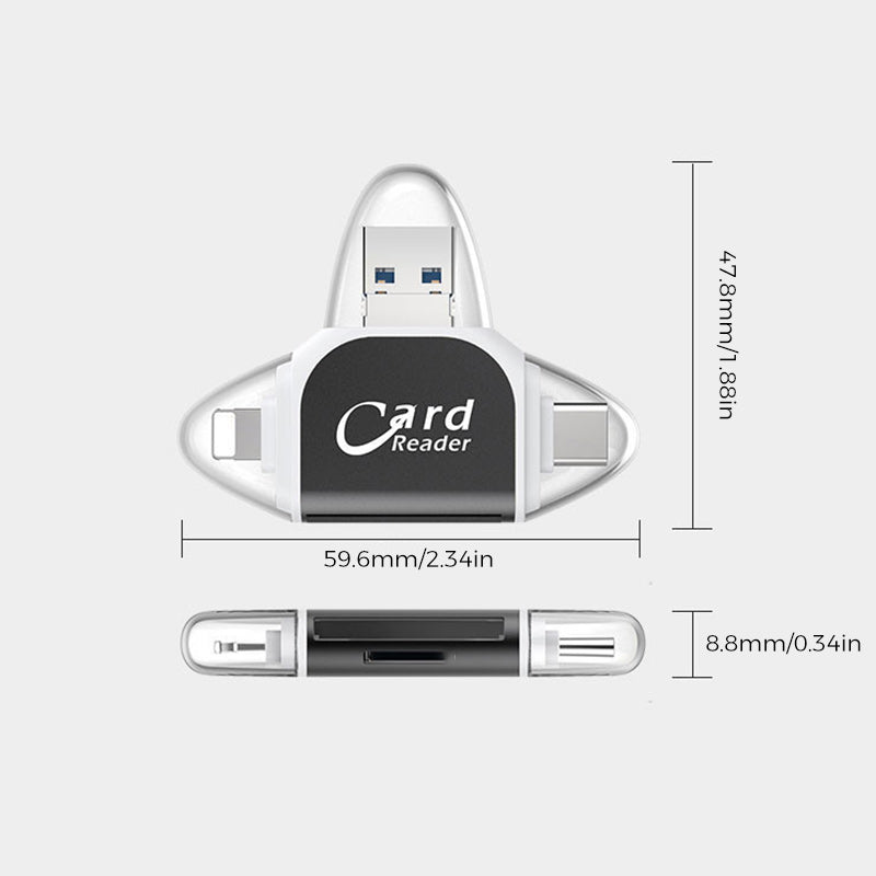 Memory Card Reader USB C Multi Device 4 in 1 File Transfer Adapter