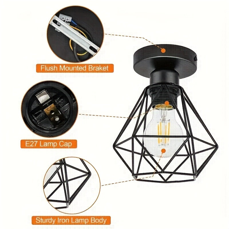 Industrial Ceiling Light | Black Geometric Metal Fixture