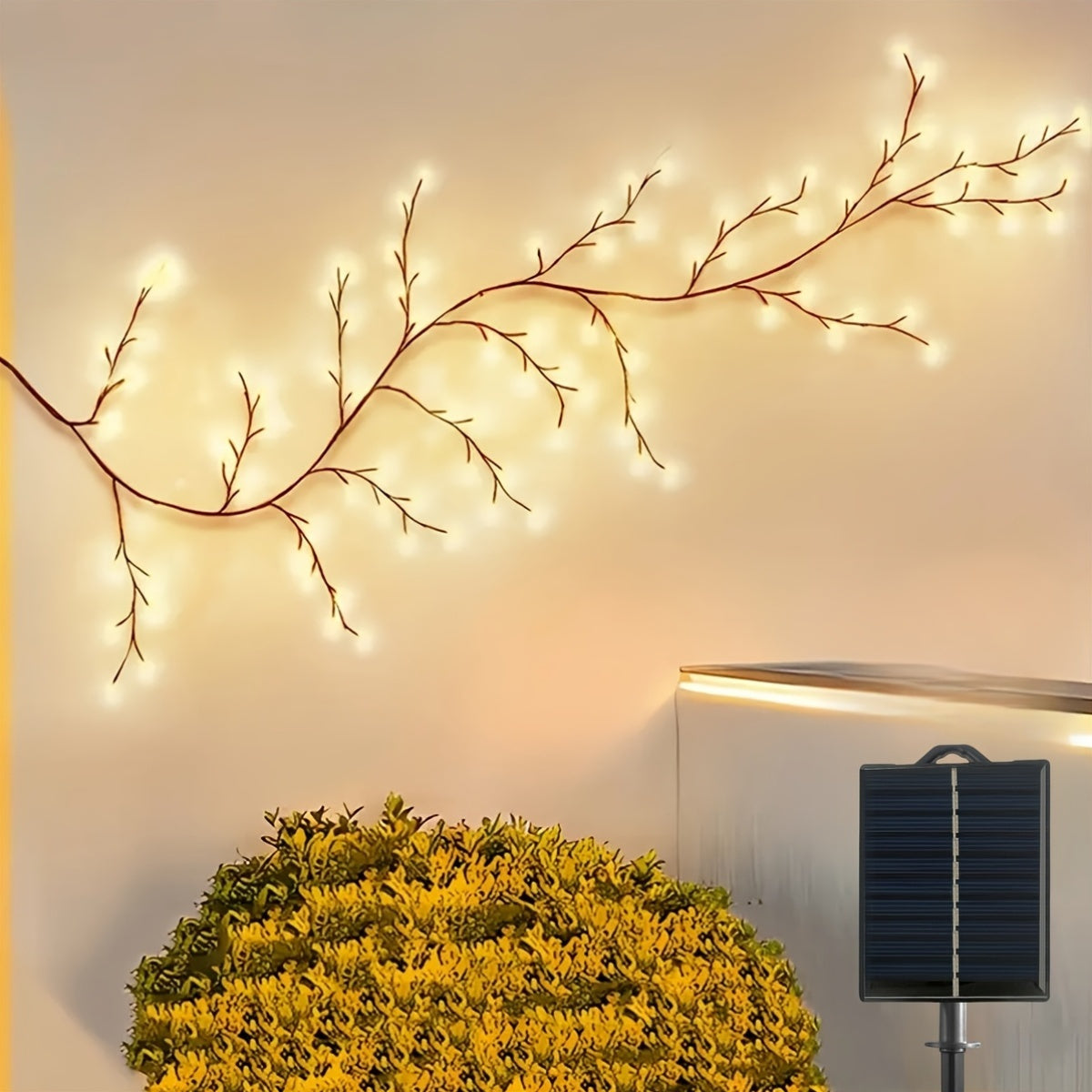 Solar Willow Vine Wall Lamp | 96 LED Fairy Lights with 8 Modes