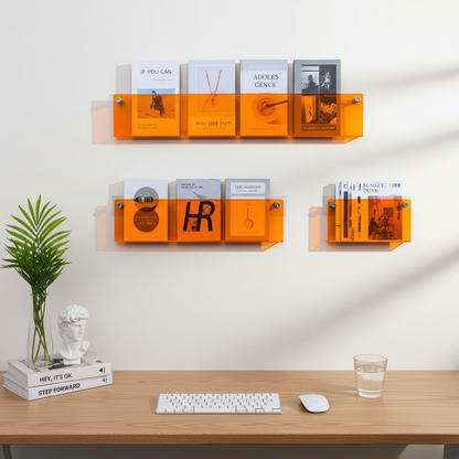Acrylic Magazine Holder | Wall-Mounted Floating Shelf