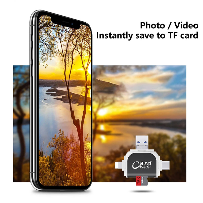 Memory Card Reader USB C Multi Device 4 in 1 File Transfer Adapter