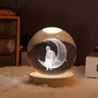 LED Crystal Ball Night Light | 3D Galaxy Design