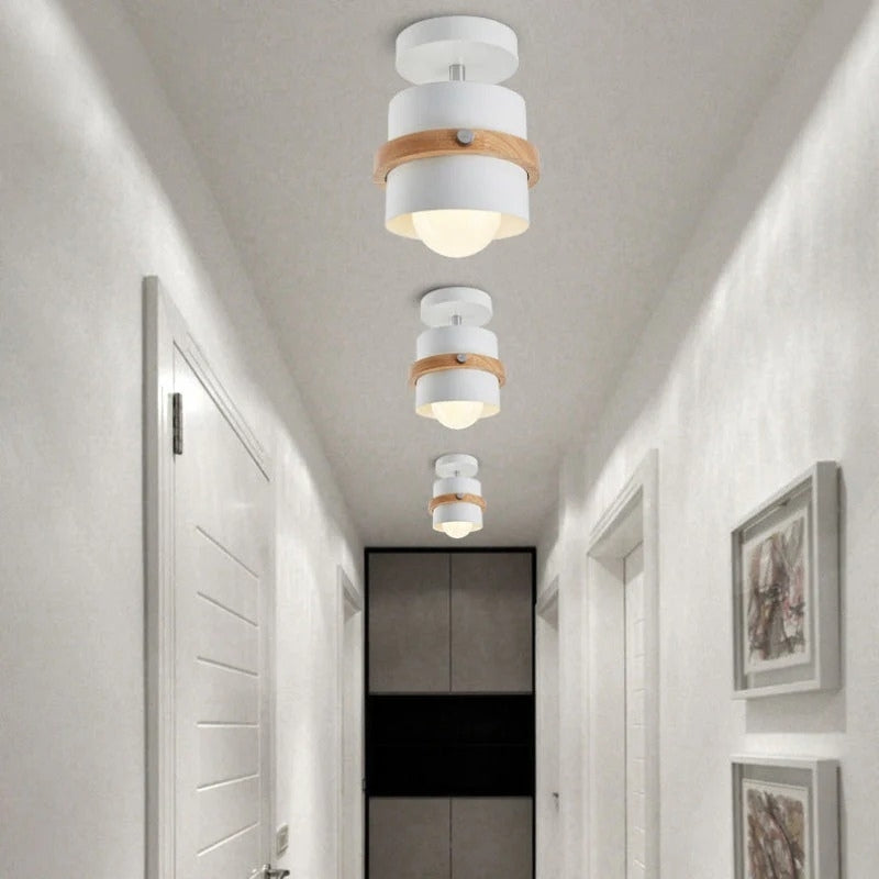 Rotating Ceiling Light | Layered Wood And Metal Style