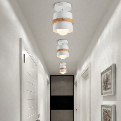 Rotating Ceiling Light | Layered Wood And Metal Style