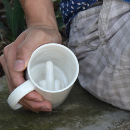 Coffee Mug Funny Ceramic Cup Creative Middle Finger Design for Home