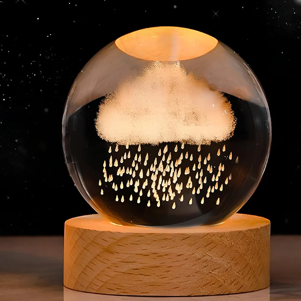 LED Crystal Ball Night Light | 3D Galaxy Design