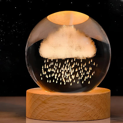 LED Crystal Ball Night Light | 3D Galaxy Design