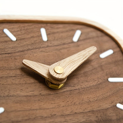 Silent Wooden Table Clock | Solid Walnut & Oak Design