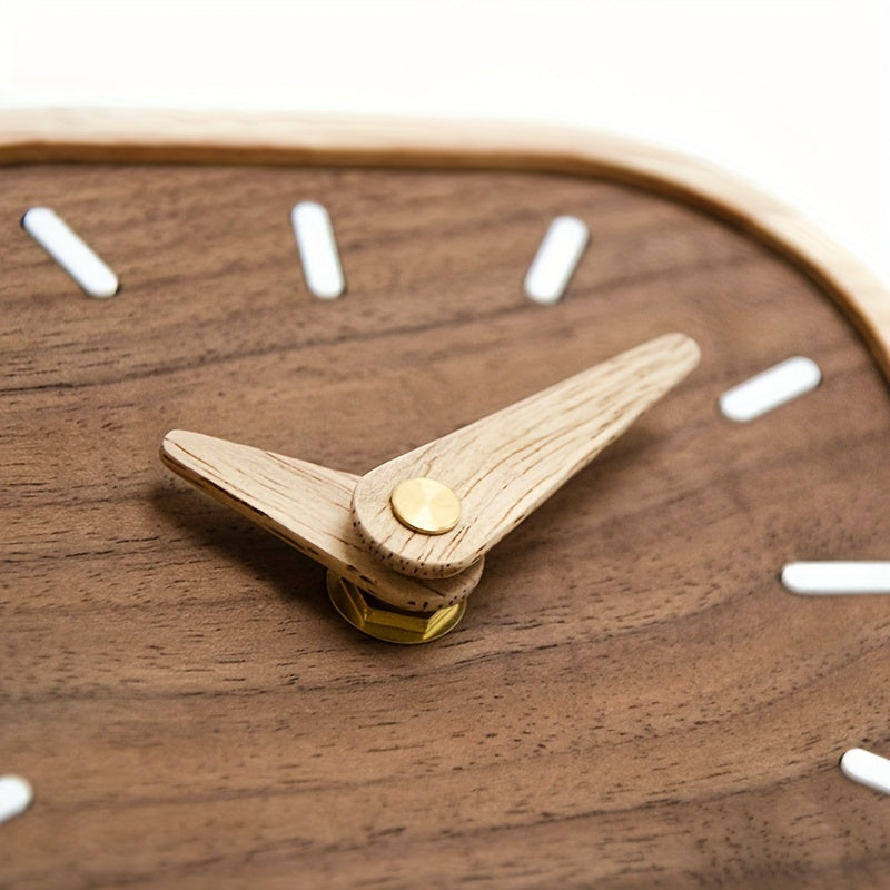Silent Wooden Table Clock | Solid Walnut & Oak Design