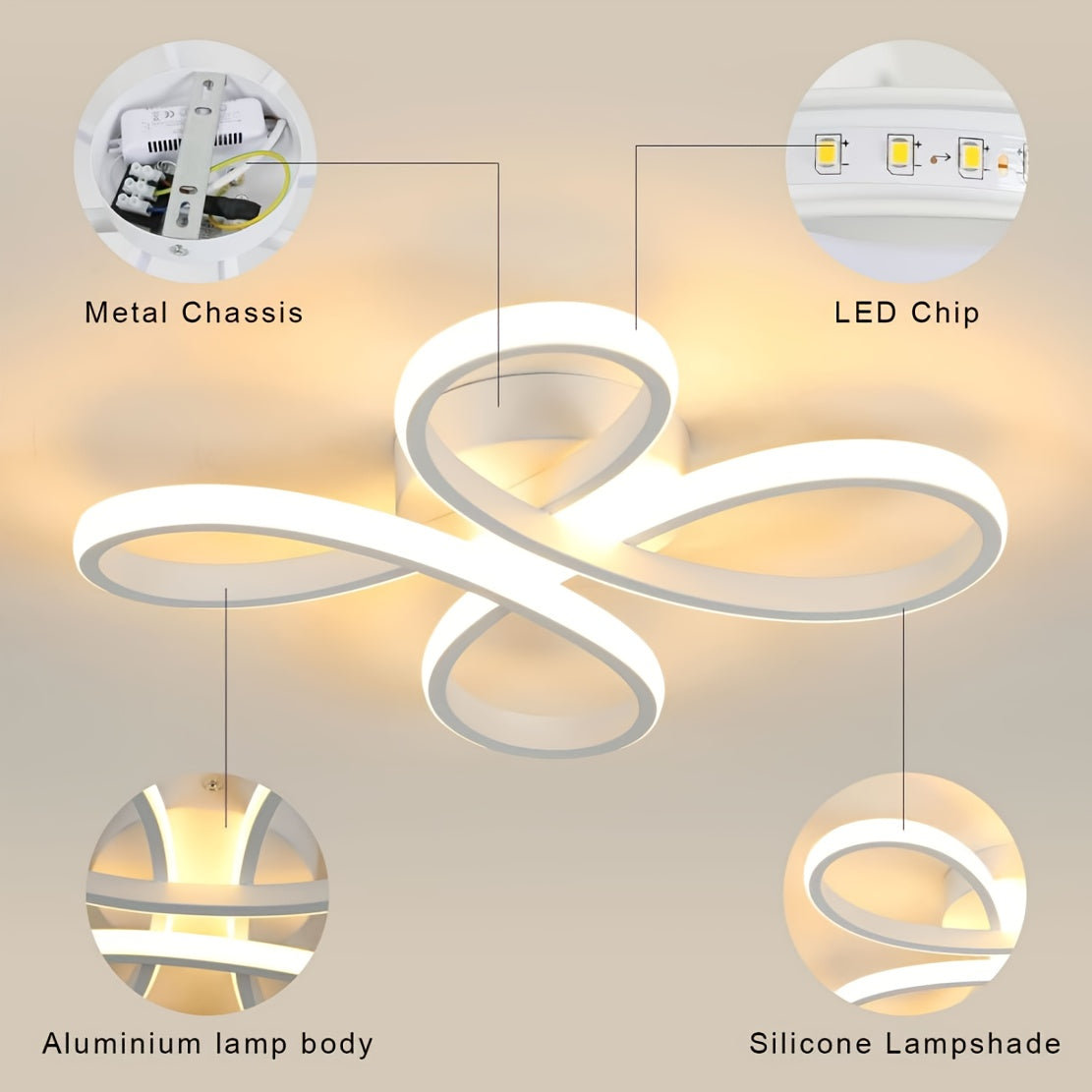 Modern Butterfly LED Ceiling Light | 3-Colour Dimmable with Wall Control