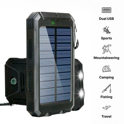 Solar Power Bank | Waterproof Dual-USB Portable Charger