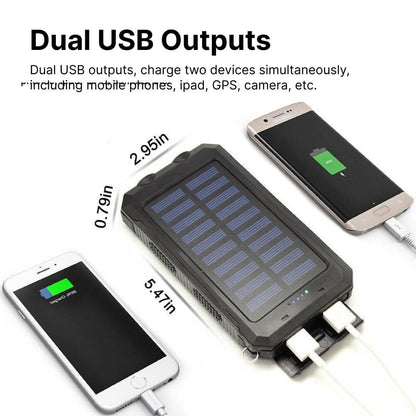 Solar Power Bank | Waterproof Dual-USB Portable Charger