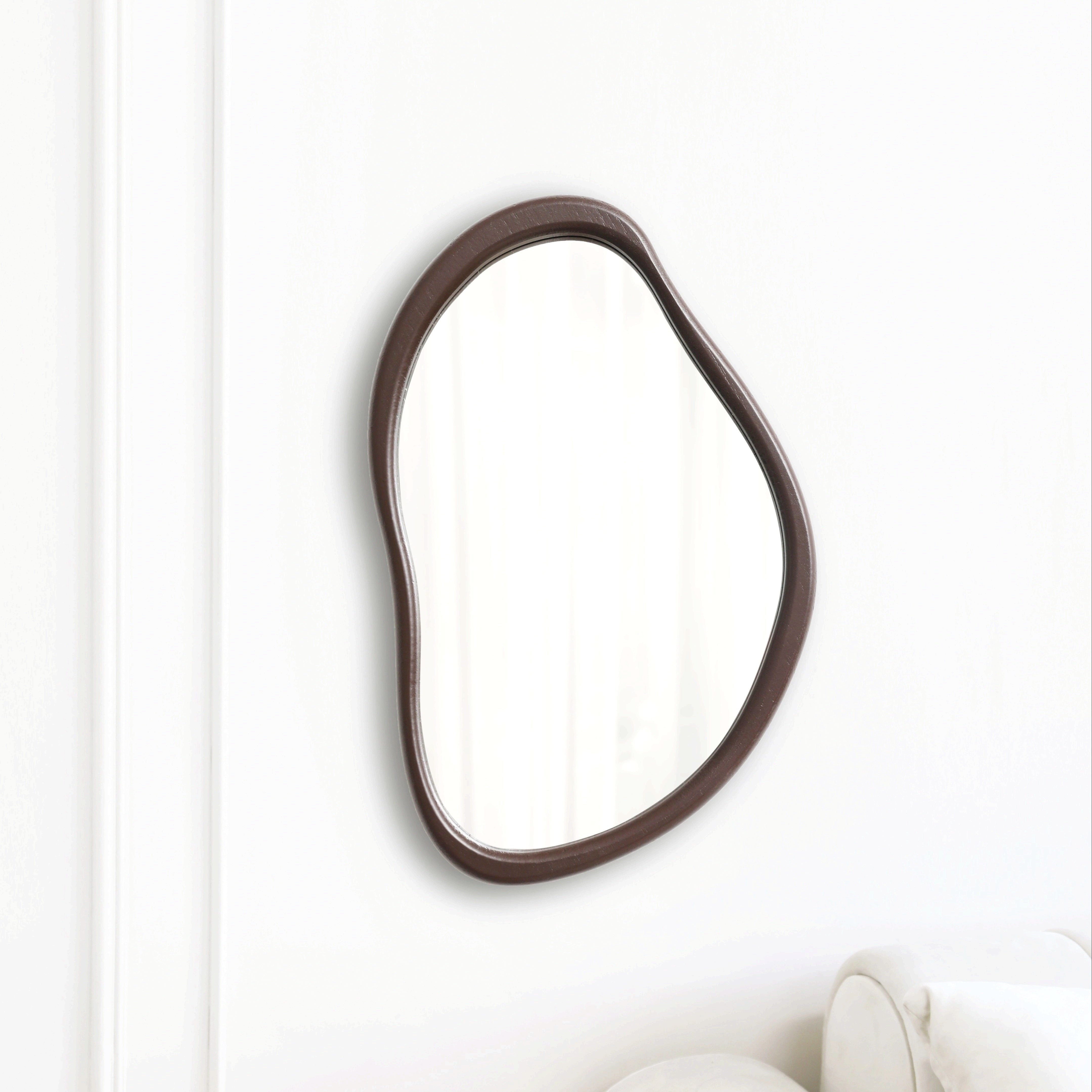 Vintage Irregular Wall Mirror | Wooden Frame Makeup Mirror