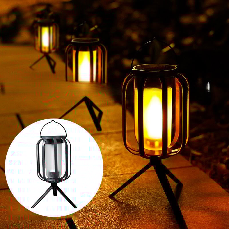 LED Lantern | Solar and USB-Rechargeable Flame-Effect Light