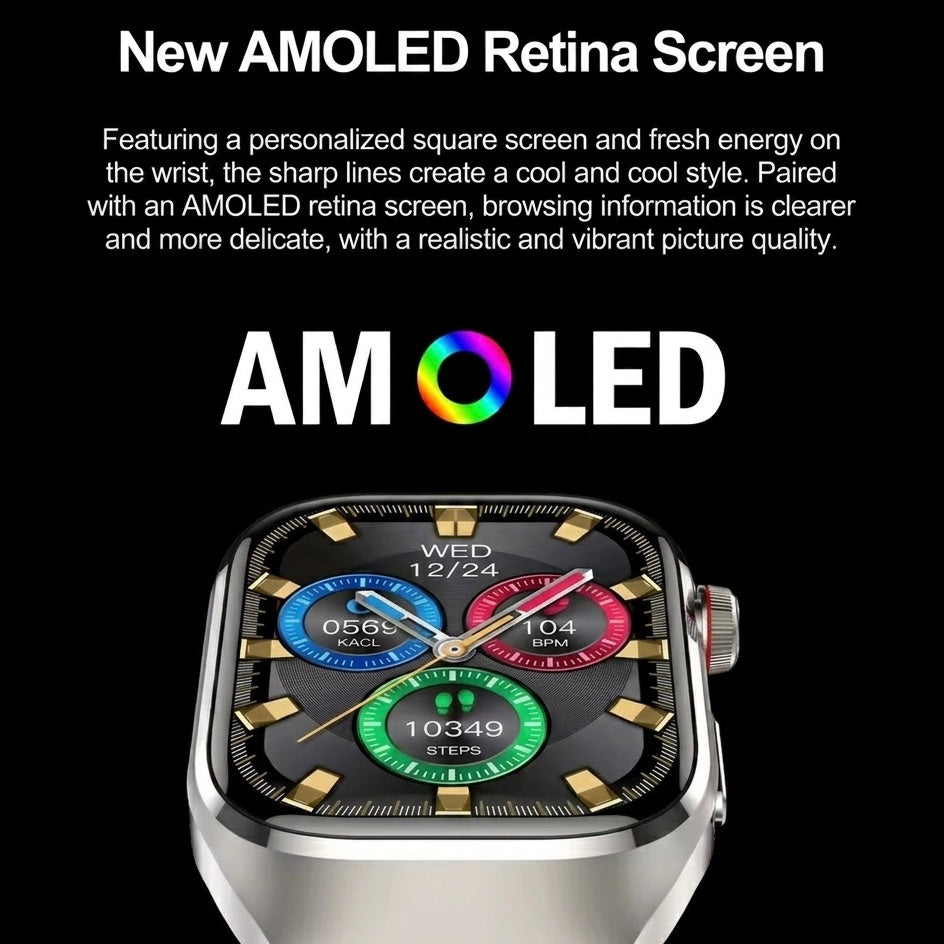 ECG Smart Watch | Heart Rate, Blood Oxygen & Sleep Tracking | IP68 | Bluetooth Calling | 650mAh | 2.04" AMOLED