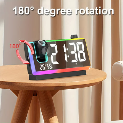 LED Projection Alarm Clock | RGB Display & Dual Time Projection