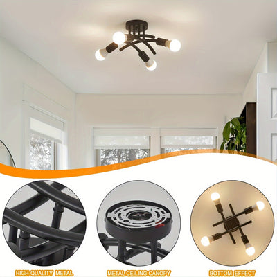 4-Light Industrial Ceiling Light | Modern Semi Flush Mount Fixture