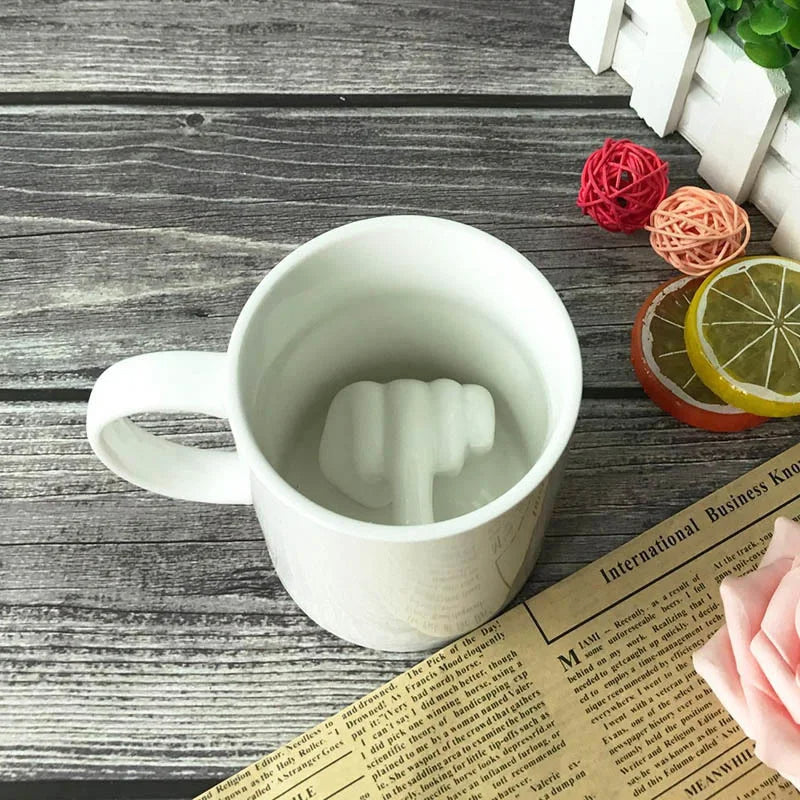 Coffee Mug Funny Ceramic Cup Creative Middle Finger Design for Home