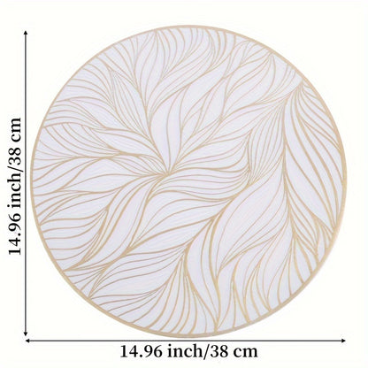Round PVC Placemats with Golden Foil | Heat-Resistant & Stylish Table Mats