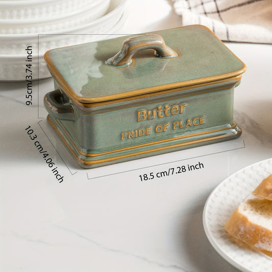 Pride of Place Ceramic Butter Dish | Farmhouse Butter Keeper with Lid