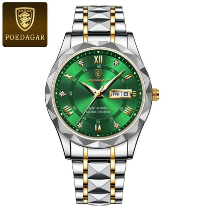 Men’s Stainless Steel Quartz Watch 41mm with Luminescent Hands & Date