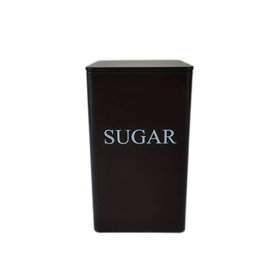 3-Piece Black Square Tea, Coffee & Sugar Storage Tins | Modern Kitchen Canisters Set