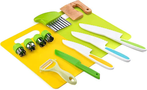 Kids Cooking Set Safe Plastic Knife Cutting Board Kit