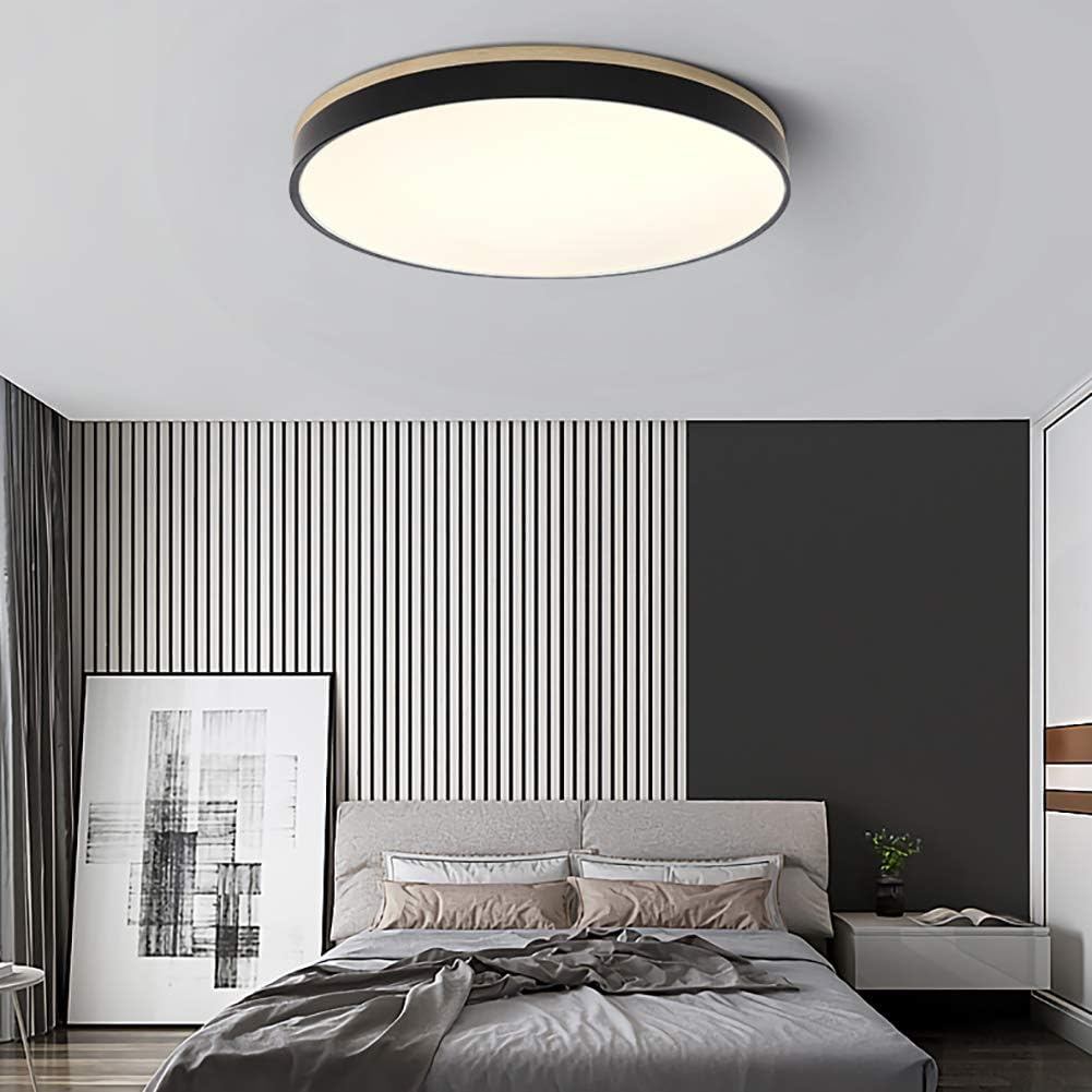 Wooden Ceiling Light | Modern Round Flush Mount Lamp