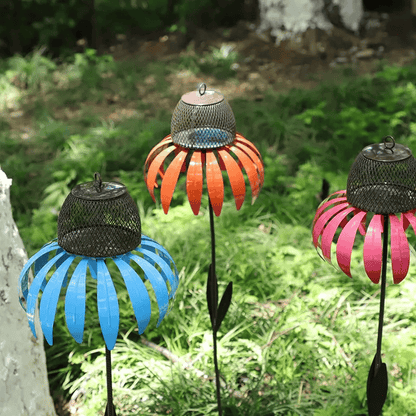 Metal bird feeder stake | Flower-shaped seed dish