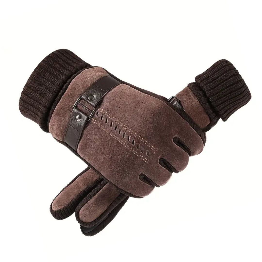 Leather Gloves Mens Winter Windproof Warm Driving Gloves