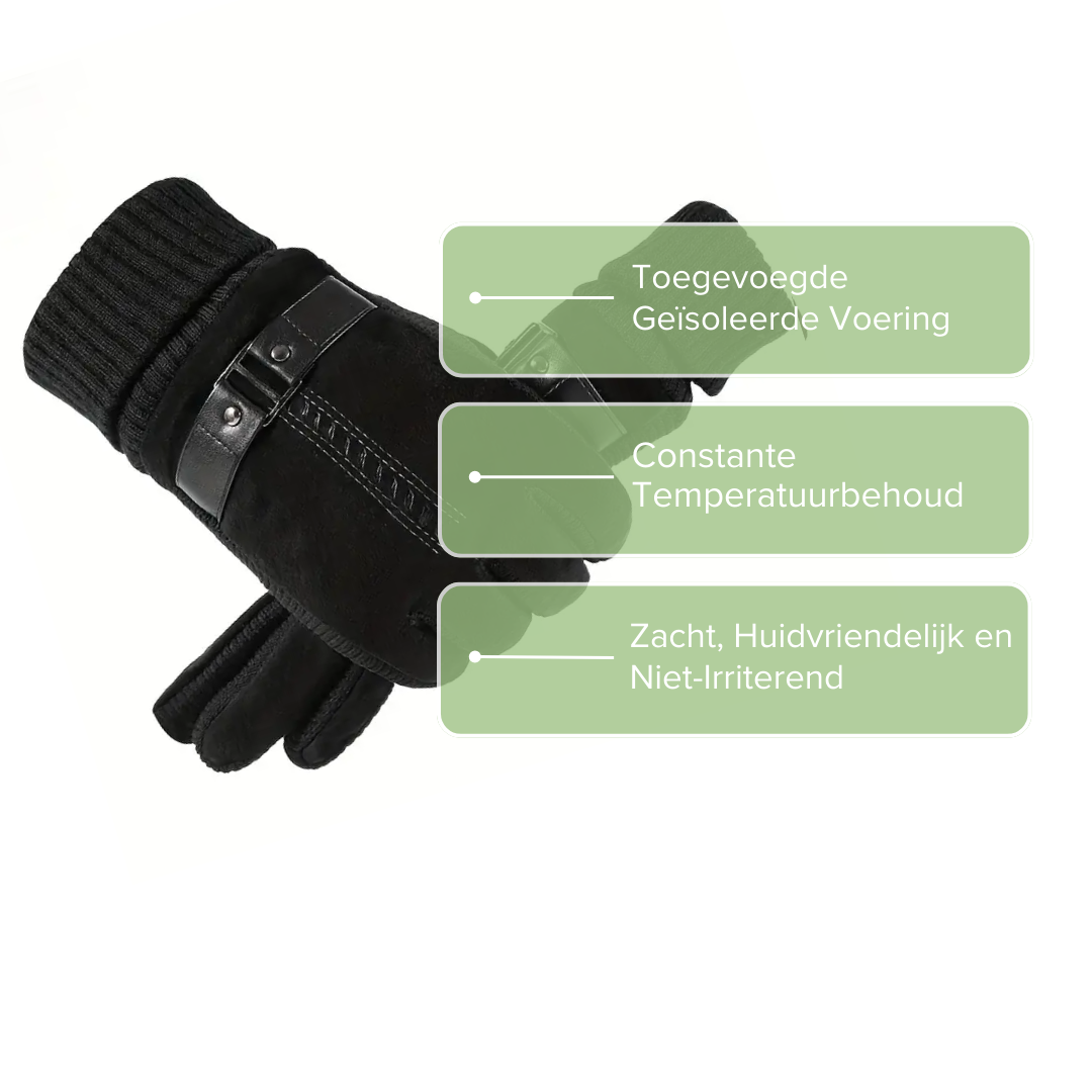 Leather Gloves Mens Winter Windproof Warm Driving Gloves