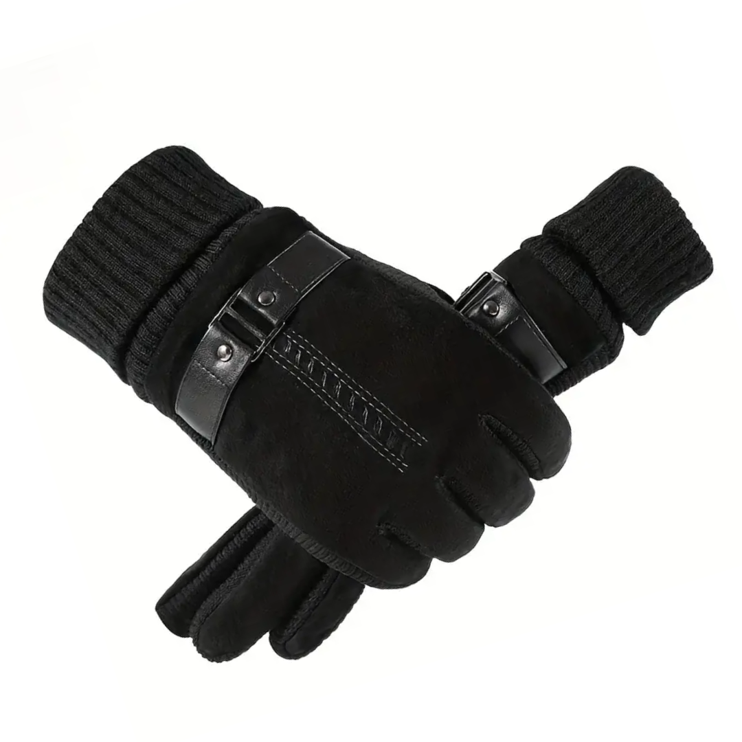 Leather Gloves Mens Winter Windproof Warm Driving Gloves