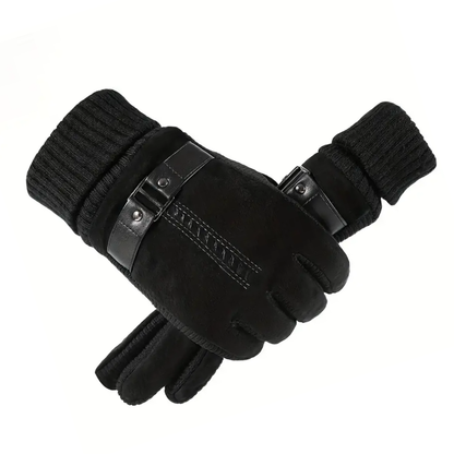 Leather Gloves Mens Winter Windproof Warm Driving Gloves