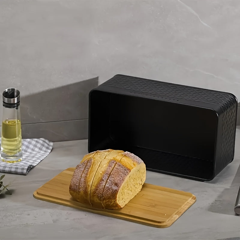 Metal Bread Box with Bamboo Lid | Large Airtight Storage for Fresh Bread