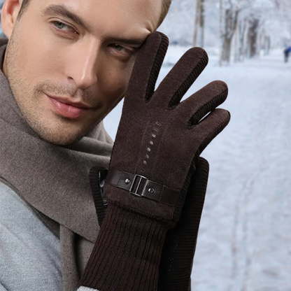 Leather Gloves Mens Winter Windproof Warm Driving Gloves