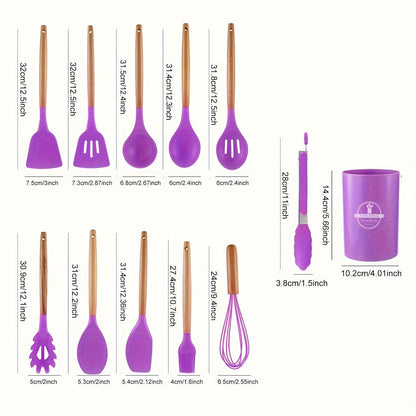 Kitchen Utensil Set | 12-Piece Silicone and Wood